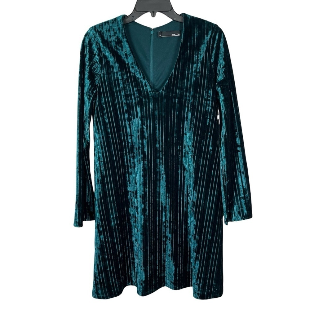 Chetta B Turquoise Green Velvet Fit & Flare Dress Size 10
